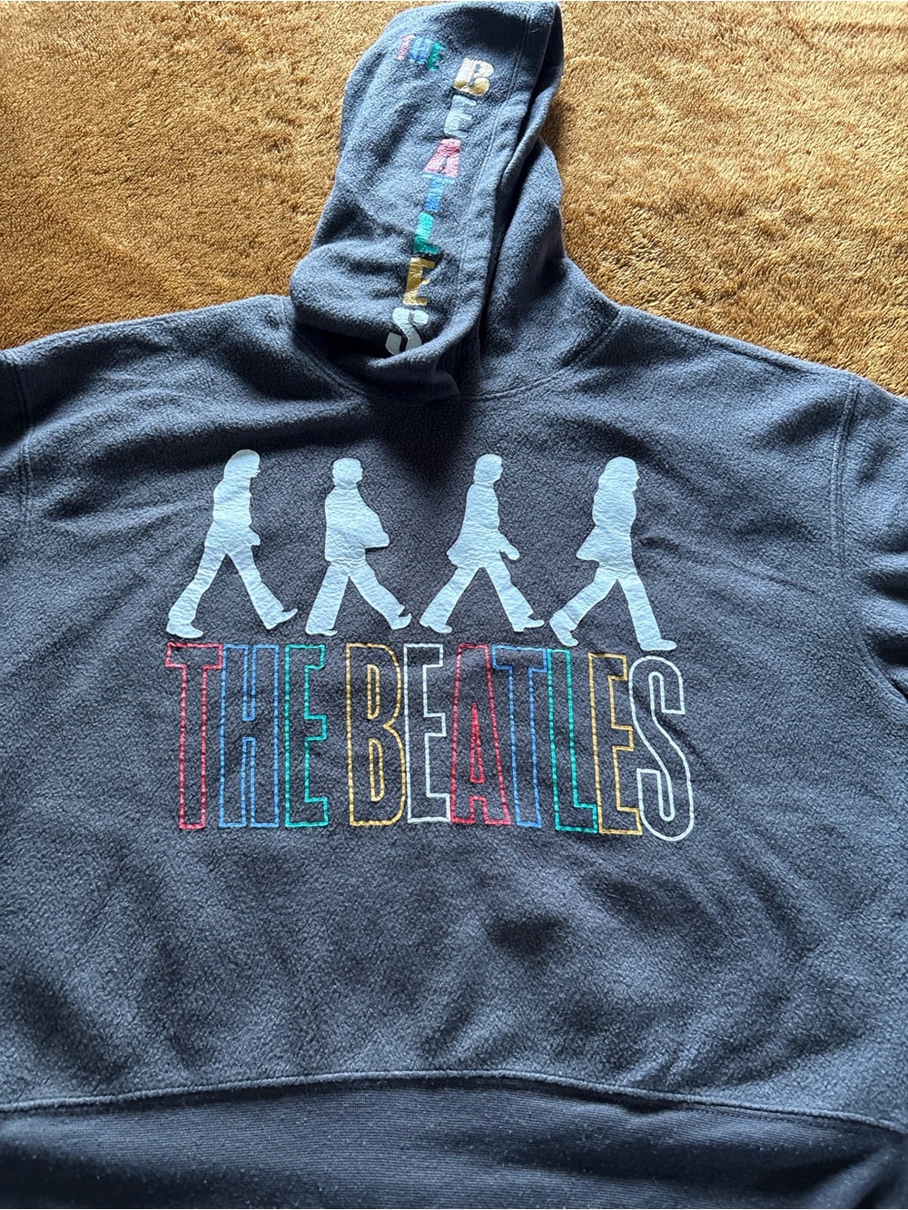The Beatles Gray Pullover Hoodie with Multicolor Outline Logo
